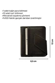 Siyah Hakiki Deri İkiye Katlanır Patlı ve Mıknatıslı Model Kredi Kartlık - 3041-Siyah thumbnail 5