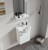 Orka Purus 45 cm Parlak Beyaz Düz Aynalı Banyo Dolabı Takımı (Asma) thumbnail 2