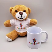pilelistore Happy Birthday Tişörtlü Ayıcık Ve Kupa Bardak Seti - 1
