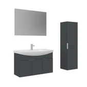 Orka Purus 100 cm Mat Antrasit Düz Aynalı Banyo Dolabı Takımı ve Boy Dolabı (Asma) thumbnail 1