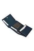 Lacivert Otomatik Mekanizmalı Üçe Katlamalı Hakiki Deri Kredi Kartlık - 3007-Lacivert thumbnail 4