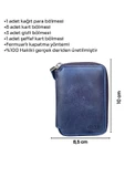 Crazy Lacivert Hakiki Deri Fermuarlı Mini Boy Unisex Spor Cüzdan - 3035-Lacivert thumbnail 6