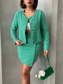 Ceketli etek takım chl kumaş yeşil h24443 thumbnail 1