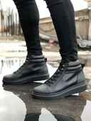 SLW202 Toronto Bağcıklı Cilt Erkek Spor Bot ST - Siyah - 1