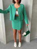 Ceketli etek takım chl kumaş yeşil h24443 thumbnail 3