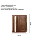 Kahverengi Hakiki Deri İkiye Katlanır Patlı ve Mıknatıslı Model Kredi Kartlık - 3041-Kahve thumbnail 5