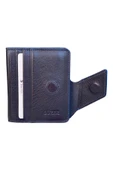 Lacivert Hakiki Deri İkiye Katlanır Patlı ve Mıknatıslı Model Kredi Kartlık - 3041-Lacivert thumbnail 2