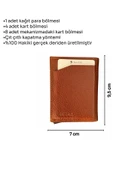 Taba Otomatik Mekanizmalı Üçe Katlamalı Hakiki Deri Kredi Kartlık - 3007-Taba thumbnail 5