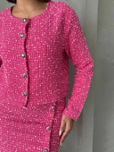 Ceketli etek takım chl kumaş fuşya h24443 thumbnail 6