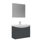 Orka Purus 80 cm Mat Antrasit Düz Aynalı Banyo Dolabı Takımı (Asma) thumbnail 1