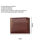 Kahverengi Hakiki Deri Çıkarılabilir Kartlıklı Yatay Klasik Erkek Cüzdan - 3003-Kahve thumbnail 5