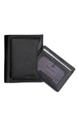 Siyah Hakiki Deri Çıkarılabilir Kartlıklı Dikey Model Spor Erkek Cüzdan - 3043-Siyah thumbnail 1