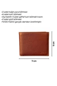 Taba Hakiki Deri Ayrılabilir İç Bölmeli Yatay Model Klasik Erkek Cüzdan  3017-Taba thumbnail 5