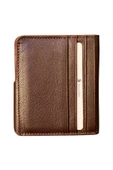 Kahverengi Hakiki Deri İkiye Katlanır Patlı ve Mıknatıslı Model Kredi Kartlık - 3041-Kahve thumbnail 2