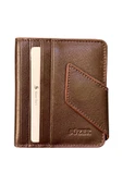 Kahverengi Hakiki Deri İkiye Katlanır Patlı ve Mıknatıslı Model Kredi Kartlık - 3041-Kahve thumbnail 1