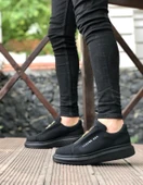 BA0310 BOA Kalın Yüksek Taban Fermuarlı Siyah Siyah Erkek Ayakkabı - 2