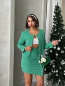 Ceketli etek takım chl kumaş yeşil h24443 thumbnail 5