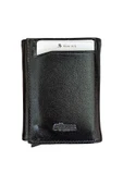 Siyah Otomatik Mekanizmalı Üçe Katlamalı Hakiki Deri Kredi Kartlık - 3007-Siyah thumbnail 2