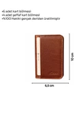 Taba Hakiki Deri Mini Boy İkiye Katlanır Düz Model Kredi Kartlık - 3044-Taba thumbnail 5