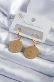 pilelistore 316L Çelik Gold Renk Zirkon Taşlı Göz İşleme Model Kadın Küpe - TJ-BKP7985 - 1