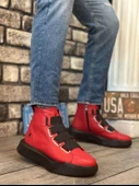 BA0142 Bantlı Erkek Yüksek Taban Kırmızı Spor Bot - 1