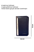 Lacivert Hakiki Deri Mini Boy İkiye Katlanır Düz Model Kredi Kartlık - 3044-Lacivert thumbnail 5