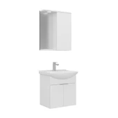 Orka Purus 55 cm Parlak Beyaz Spot Aynalı Banyo Dolabı Takım (Asma) thumbnail 1