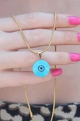 pilelistore 316L Çelik Gold Renk Nazar Boncuk Model Kadın Kolye - TJ-BKO7391 thumbnail 1