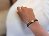 14 Ayar Altın Plakalı İsme Özel Taç Motifli Koyu Yeşil Derili Hediye Bileklik-639 thumbnail 2