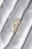 pilelistore Pirinç Gold Renk Zirkon Taş Detay Kurdele Model Kadın Yüzük - TJ-BYK2991 - 1