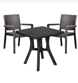 Troya 2 Kişilik Plastik Masa Sandalye Takımı Bahçe, Balkon ve Kafe İçin İdeal thumbnail 1