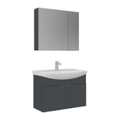 Orka Purus 80 cm Mat Antrasit Ayna Dolaplı Banyo Dolabı Takım (Asma) thumbnail 1