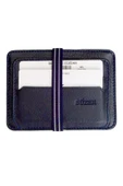 Lacivert Hakiki Deri Lastikli İkiye Katlanır Düz Model Mini Kredi Kartlık - 3051-Lacivert thumbnail 1