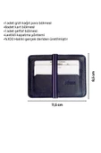 Lacivert Hakiki Deri Lastikli İkiye Katlanır Düz Model Mini Kredi Kartlık - 3051-Lacivert thumbnail 5