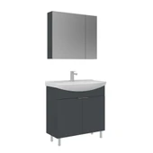 Orka Purus 80 cm Mat Antrasit Ayna Dolaplı Banyo Dolabı Takım (Ayaklı) thumbnail 1