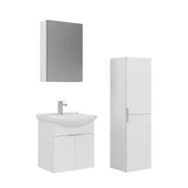 Orka Purus 55 cm Parlak Beyaz Ayna Dolaplı Banyo Dolabı Takım ve Boy Dolabı (Asma) thumbnail 1