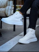 BA0318 Bağcıklı Erkek Yüksek Taban Beyaz Spor Bot - 6