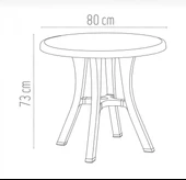 Bambu Desenli Masa Sandalye Seti 2 Sandalye + Yuvarlak Masa  Şık ve Dayanıklı Tasarım - 5