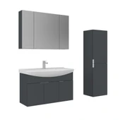 Orka Purus 100 cm Mat Antrasit Ayna Dolaplı Banyo Dolabı Takım ve Boy Dolabı (Asma) thumbnail 1