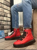 BA0142 Bantlı Erkek Yüksek Taban Kırmızı Spor Bot - 2