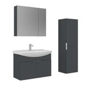 Orka Purus 80 cm Mat Antrasit Ayna Dolaplı Banyo Dolabı Takım ve Boy Dolabı (Asma) thumbnail 1