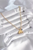 pilelistore 316L Çelik Gold Renk Top Zincir Model Fil Figür Nazar Boncuk Detay Kadın Kolye - TJ-BKO8342 thumbnail 2