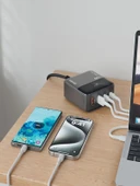 65W GAN 3A 4 Portlu 1,5 Metre Uzatma Kablolu USB + Type-C Çoklayıcı Masaüstü Şarj Cihazı - 4
