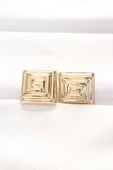 pilelistore Pirinç Gold Renk Kare Form Küpe - TJ-BKP8879 - 1