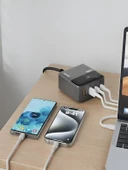 65W GAN 3A 4 Portlu 1,5 Metre Uzatma Kablolu USB + Type-C Çoklayıcı Masaüstü Şarj Cihazı thumbnail 3