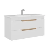 Orka Lena 100 cm Mat Beyaz Çekmeceli Banyo Dolabı Alt Modül Lavabo thumbnail 1