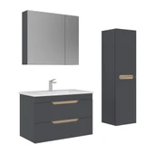 Orka Lena 85 cm Mat Antrasit Çekmeceli  Banyo Dolabı Takımı ve Boy Dolabı thumbnail 1