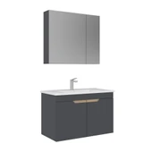 Orka Lena 85 cm Mat Antrasit Kapaklı Banyo Dolabı Takımı thumbnail 1