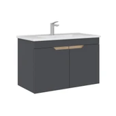 Orka Lena 85 cm Mat Antrasit Kapaklı Banyo Dolabı Alt Modül Lavabo thumbnail 1