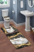 Modern Desenli 3'lü Banyo Paspas Takımı – Yıkanabilir Kaymaz Tabanlı Klozet Takımı KLZ0007 RENKLİ 60 X 90 - 2